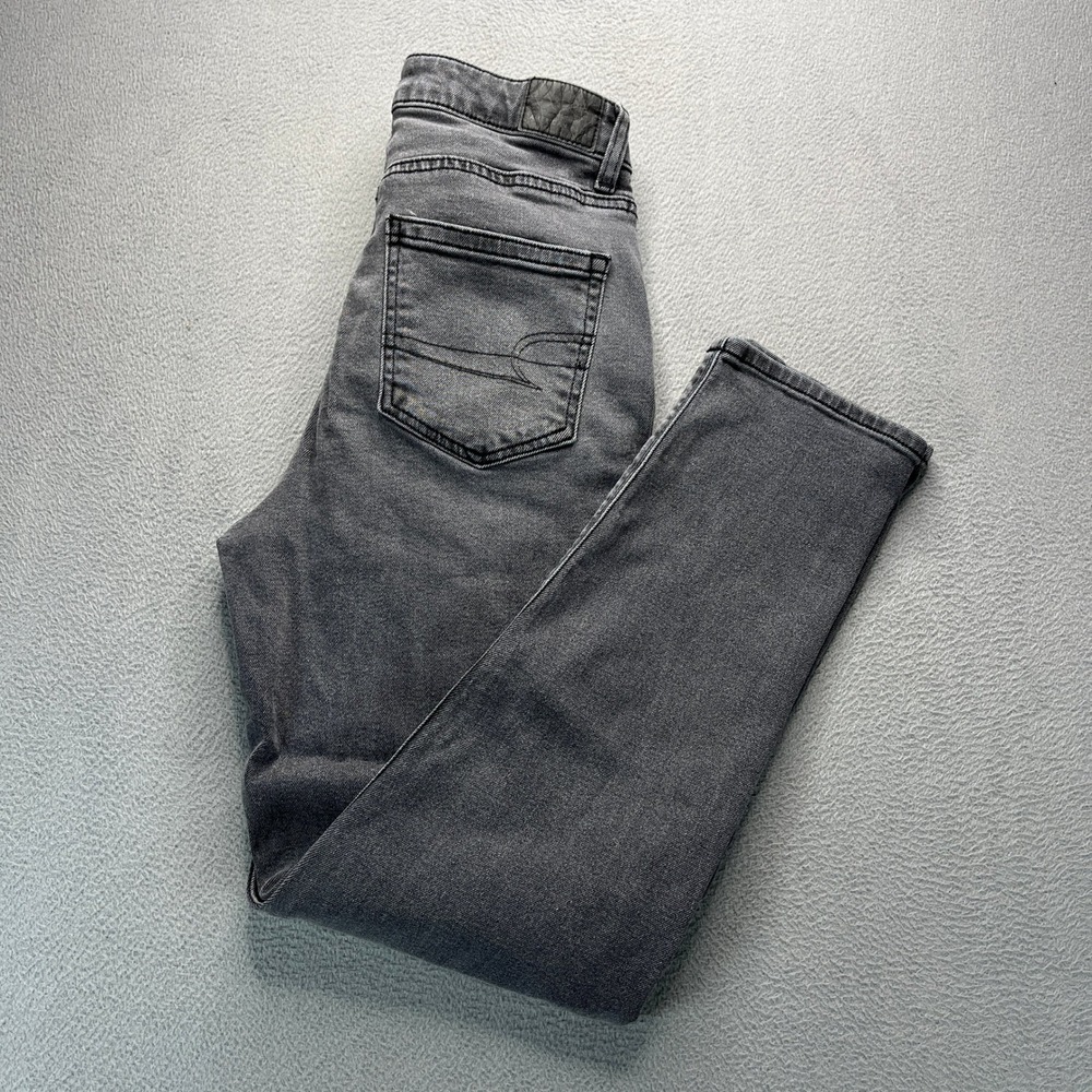 American Eagle Mom Jean Womens 4 Regular Gray Stretch Denim High Rise Classic